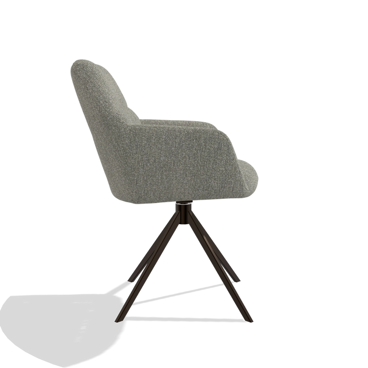 Dining Chair Terano 6565 in Lodge 84 fabric (taupe), espresso swivel base, side view