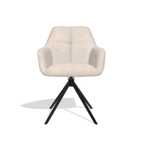Dining Chair Terano 6565 in Mito 01 fabric (light grey), black swivel base, front view