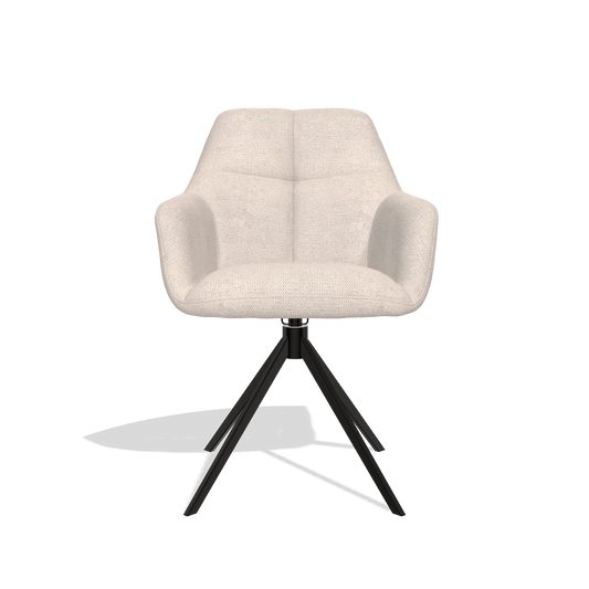 Chaise de salle à manger Terano 6565 en tissu Mito 01 (gris clair), pied pivotant en noir, vue de face