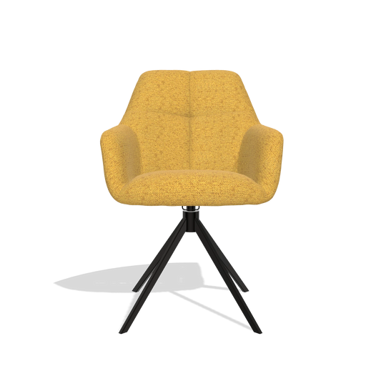 Chaise de salle à manger Terano 6565 en tissu Mito 132 (ocre), pied pivotant en noir, vue de face