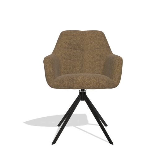 Chaise de salle à manger Terano 6565 en tissu Mito 14 (marron), pied pivotant en noir, vue de face