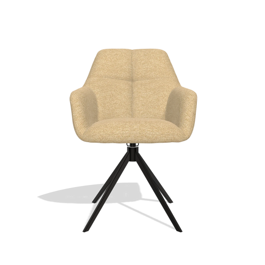 Chaise de salle à manger Terano 6565 en tissu Mito 170 (beige), pied pivotant en noir, vue de face