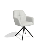 Dining Chair Terano 6565 in Niagara 901 fabric (light grey), black swivel base, angled view