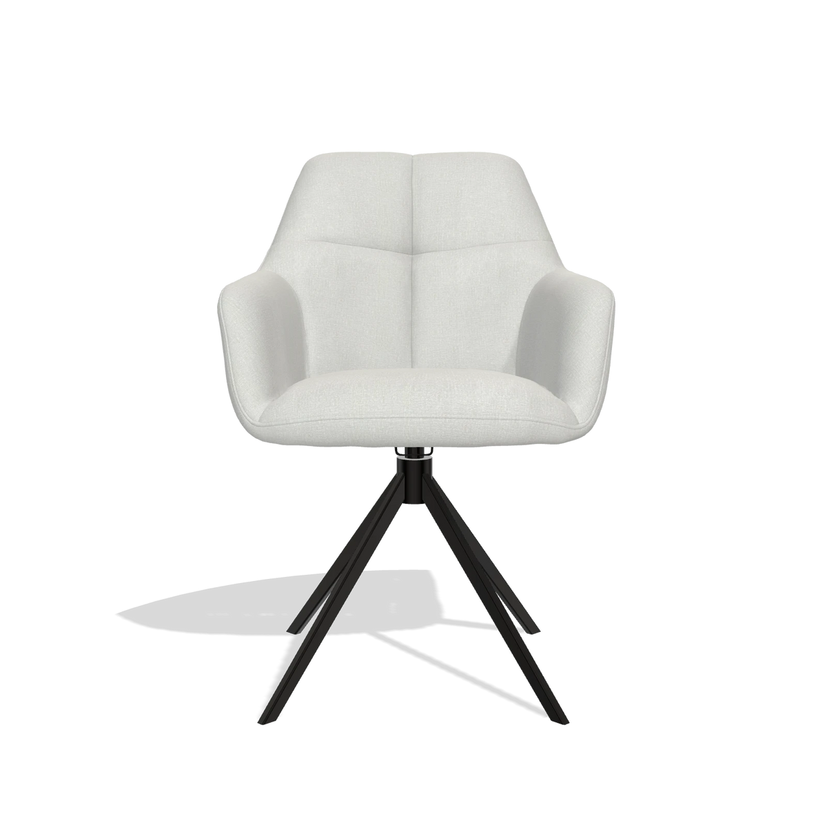 Dining Chair Terano 6565 in Niagara 901 fabric (light grey), black swivel base, front view