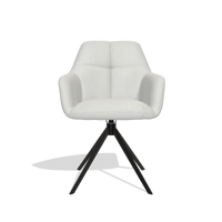 Dining Chair Terano 6565 in Niagara 901 fabric (light grey), black swivel base, front view