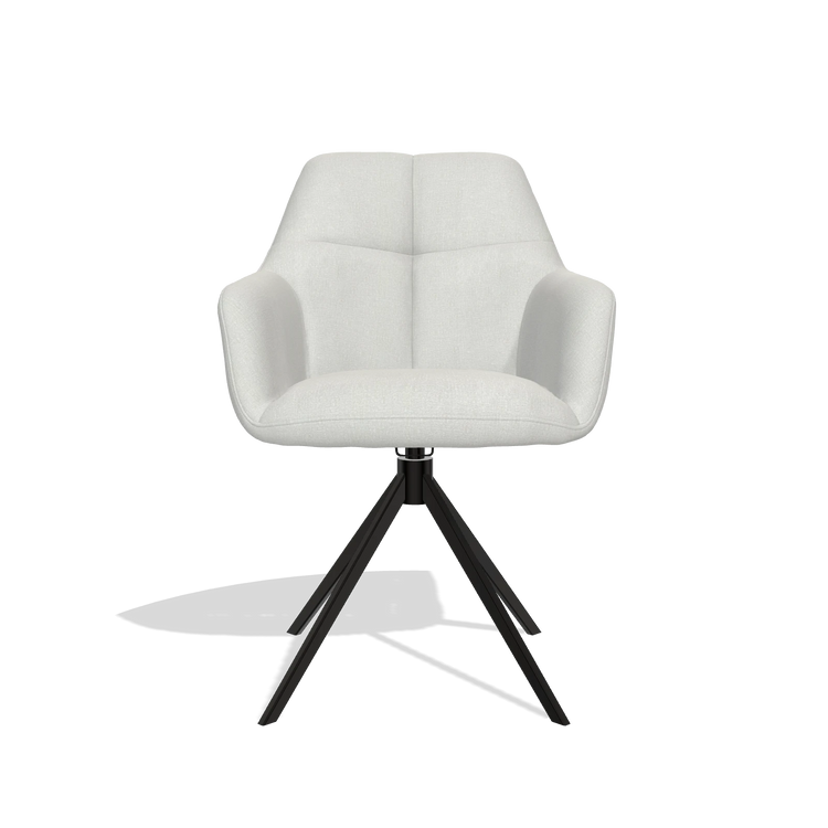 Dining Chair Terano 6565 in Niagara 901 fabric (light grey), black swivel base, front view