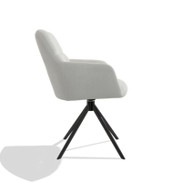 Dining Chair Terano 6565 in Niagara 901 fabric (light grey), black swivel base, side view