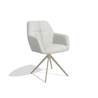 Dining Chair Terano 6565 in Niagara 901 fabric (light grey), champagne swivel base, angled view