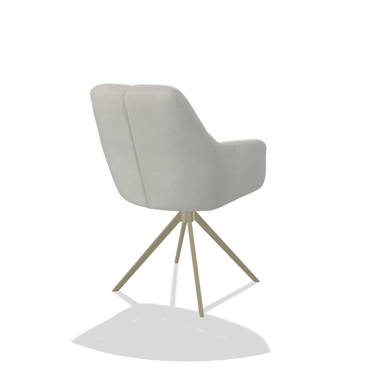 Dining Chair Terano 6565 in Niagara 901 fabric (light grey), champagne swivel base, back angled view