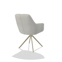 Dining Chair Terano 6565 in Niagara 901 fabric (light grey), champagne swivel base, back angled view