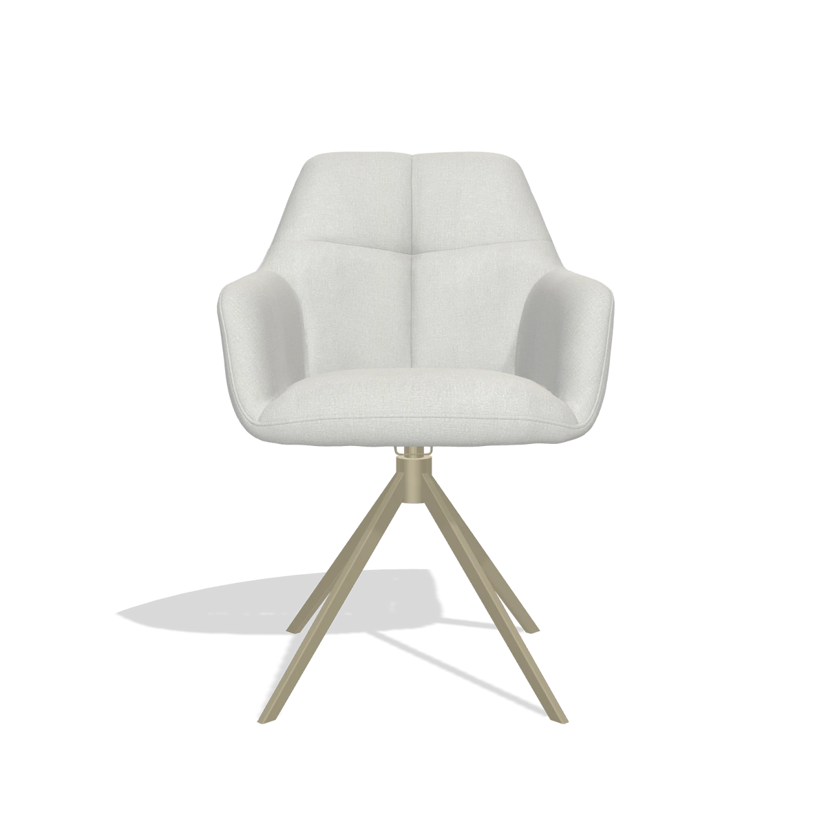 Dining Chair Terano 6565 in Niagara 901 fabric (light grey), champagne swivel base, front view