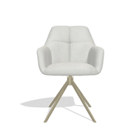 Dining Chair Terano 6565 in Niagara 901 fabric (light grey), champagne swivel base, front view