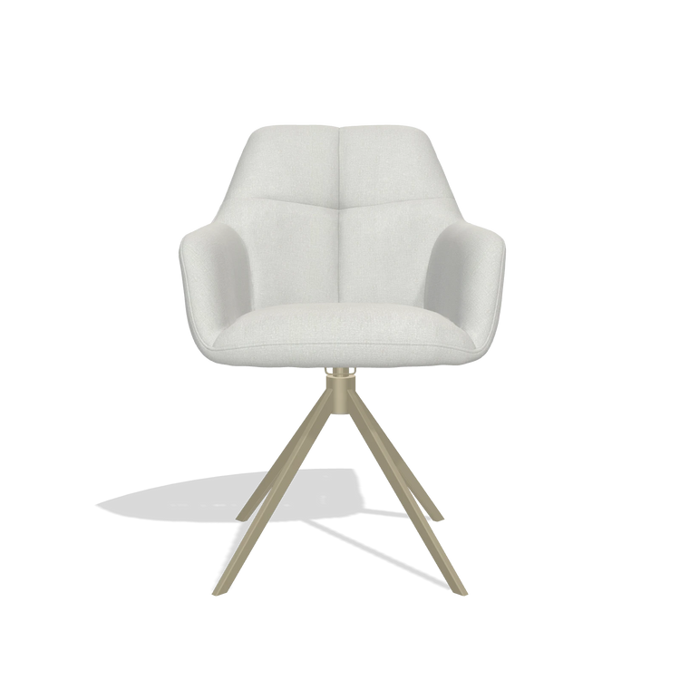 Dining Chair Terano 6565 in Niagara 901 fabric (light grey), champagne swivel base, front view