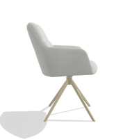 Dining Chair Terano 6565 in Niagara 901 fabric (light grey), champagne swivel base, side view
