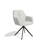 Dining Chair Terano 6565 in Niagara 901 fabric (light grey), espresso swivel base, angled view