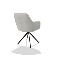 Dining Chair Terano 6565 in Niagara 901 fabric (light grey), espresso swivel base, back angled view