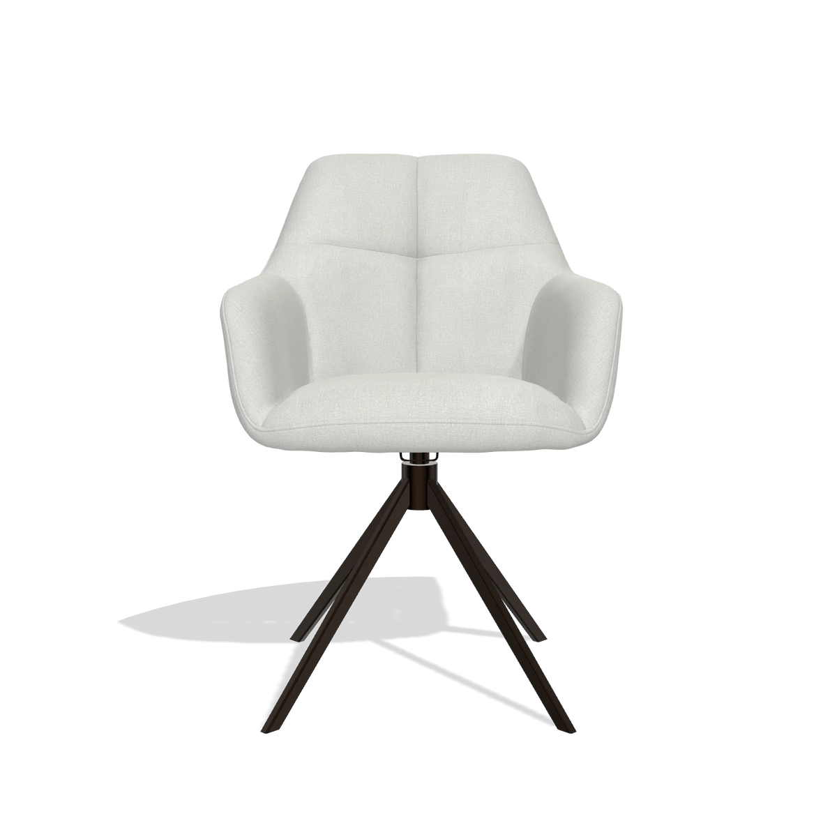 Dining Chair Terano 6565 in Niagara 901 fabric (light grey), espresso swivel base, front view