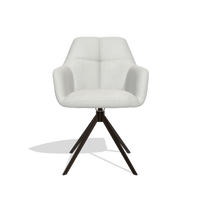Dining Chair Terano 6565 in Niagara 901 fabric (light grey), espresso swivel base, front view