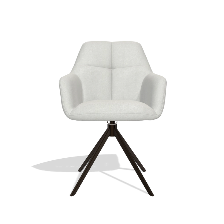 Dining Chair Terano 6565 in Niagara 901 fabric (light grey), espresso swivel base, front view