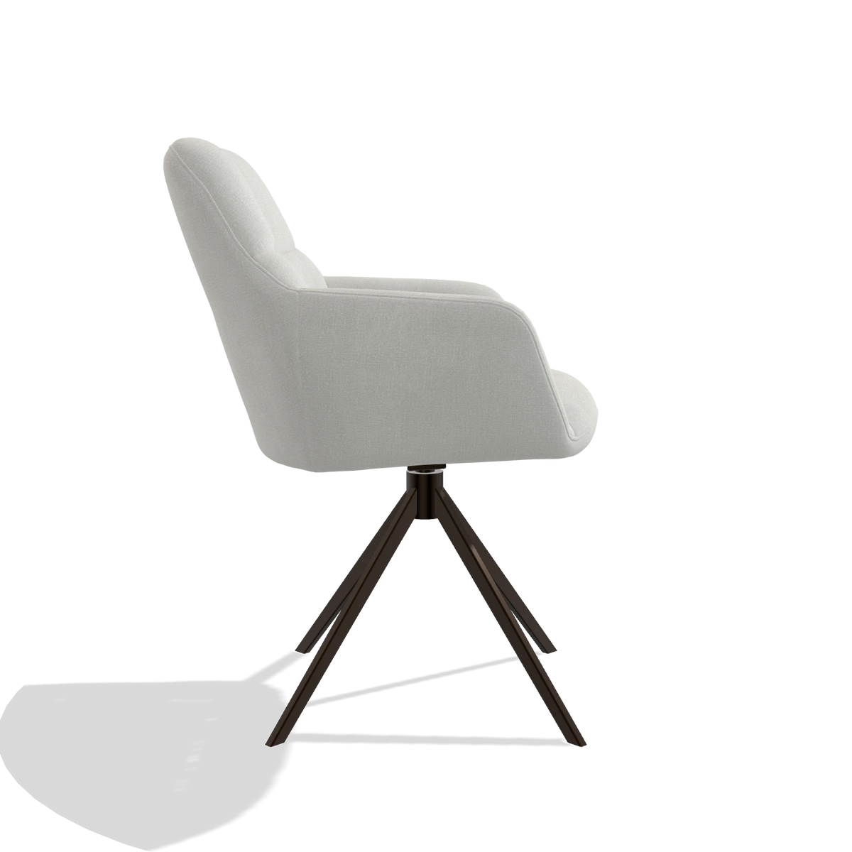 Dining Chair Terano 6565 in Niagara 901 fabric (light grey), espresso swivel base, side view