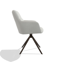 Dining Chair Terano 6565 in Niagara 901 fabric (light grey), espresso swivel base, side view