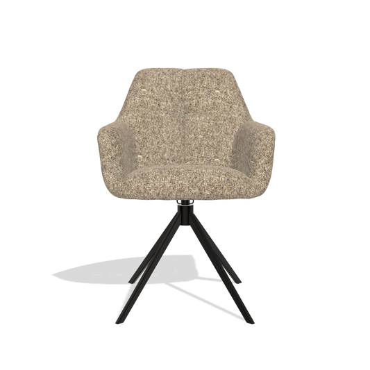Esszimmerstuhl Terano 6565 in Stoff Oasis 176 (Taupe), Drehfuß in Schwarz, Vorderansicht
