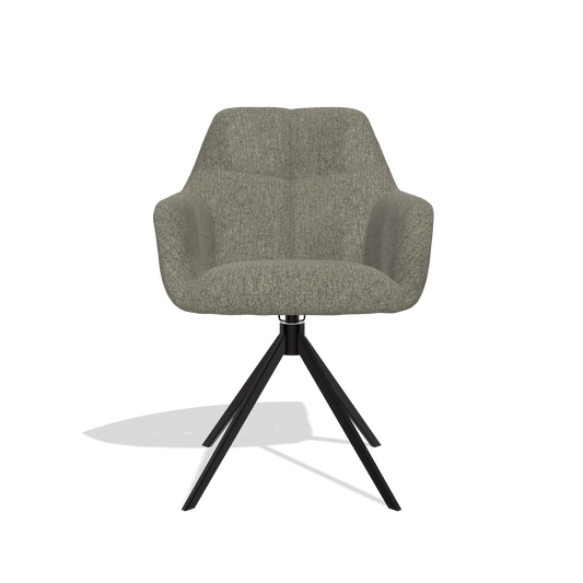 Dining Chair Terano 6565 in San Remo 103 fabric (dark grey), black swivel base, front view
