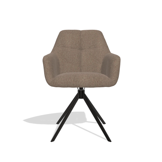 Dining Chair Terano 6565 in San Remo 201 fabric (olive), black swivel base, front view