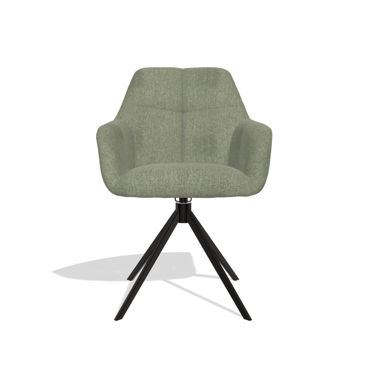 Dining Chair Terano 6565 in San Remo 500 fabric (taupe), black swivel base, front view