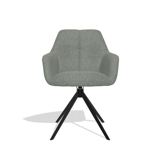 Dining Chair Terano 6565 in San Remo 502 fabric (taupe), black swivel base, front view