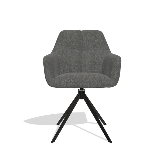 Dining Chair Terano 6565 in San Remo 800 fabric (anthracite), black swivel base, front view