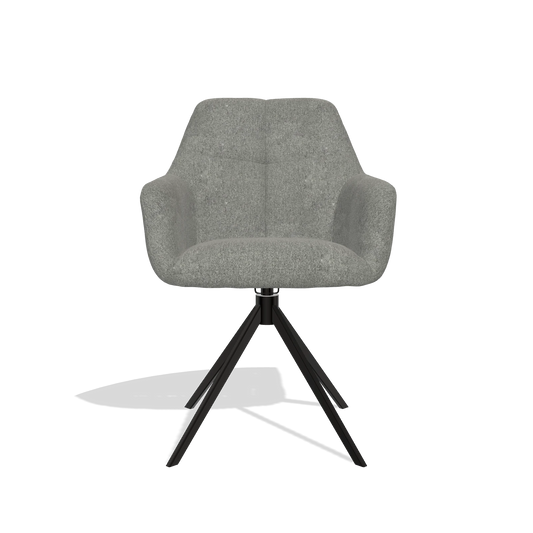 Dining Chair Terano 6565 in San Remo 802 fabric (taupe), black swivel base, front view