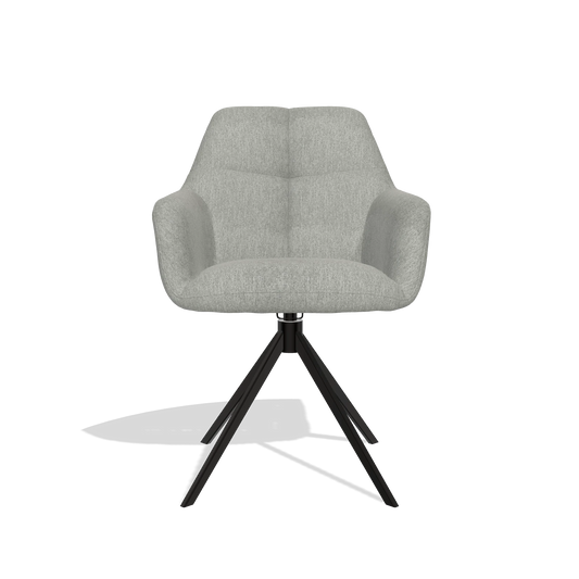 Dining Chair Terano 6565 in San Remo 901 fabric (grey), black swivel base, front view