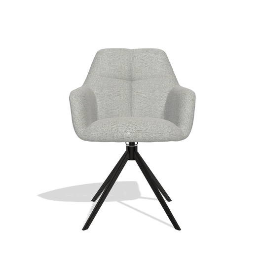 Dining Chair Terano 6565 in Sneak 05 fabric (greige), black swivel base, front view