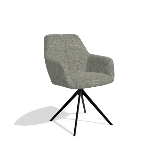 Esszimmerstuhl Terano 6565 in Stoff Sneak 149 (Taupe), Drehfuß in Schwarz, Schrägansicht