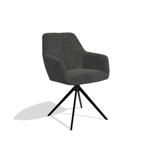 Esszimmerstuhl Terano 6565 in Stoff Sneak 67 (Schwarz), Drehfuß in Schwarz, Schrägansicht