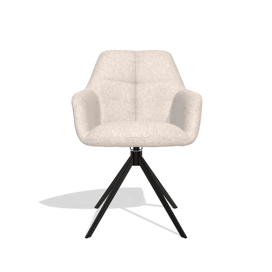 Silla de comedor Terano 6565 en tela Venga 102 (gris claro), base giratoria en negro, vista frontal