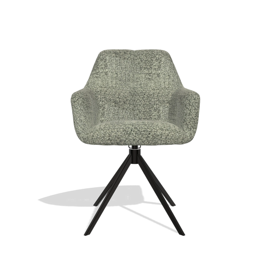 Silla de comedor Terano 6565 en tela Venga 156 (topo), base giratoria en negro, vista frontal