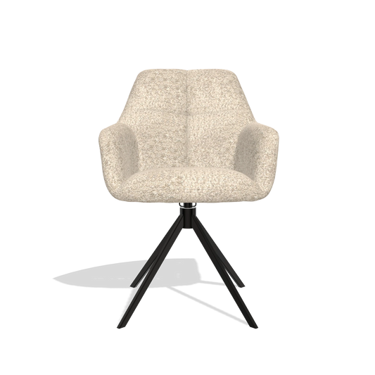 Silla de comedor Terano 6565 en tela Venga 214 (gris claro), base giratoria en negro, vista frontal