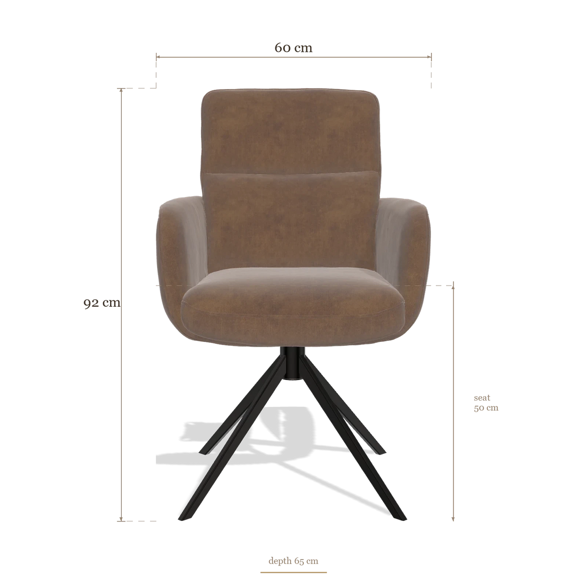 Chaise de salle à manger avec accoudoirs Toby 6718, dimensions 60 x 65 x 92 cm
