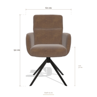 Chaise de salle à manger avec accoudoirs Toby 6718, dimensions 60 x 65 x 92 cm