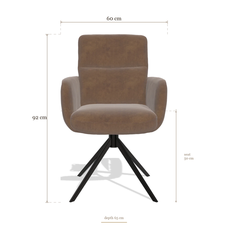 Chaise de salle à manger avec accoudoirs Toby 6718, dimensions 60 x 65 x 92 cm