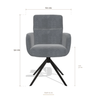 Silla de comedor con reposabrazos Toby 6718, medidas 60 x 65 x 92 cm