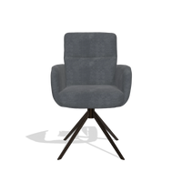 Silla de comedor con reposabrazos Toby 6718 en tela Adore 56 (antracita), base giratoria en espresso, vista frontal