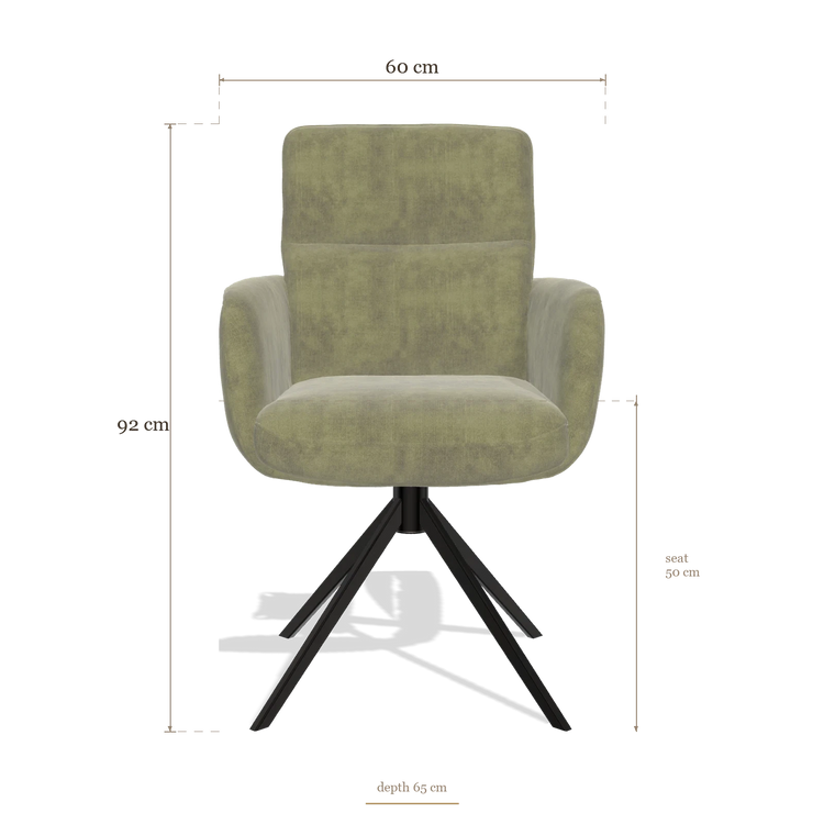 Silla de comedor con reposabrazos Toby 6718, medidas 60 x 65 x 92 cm