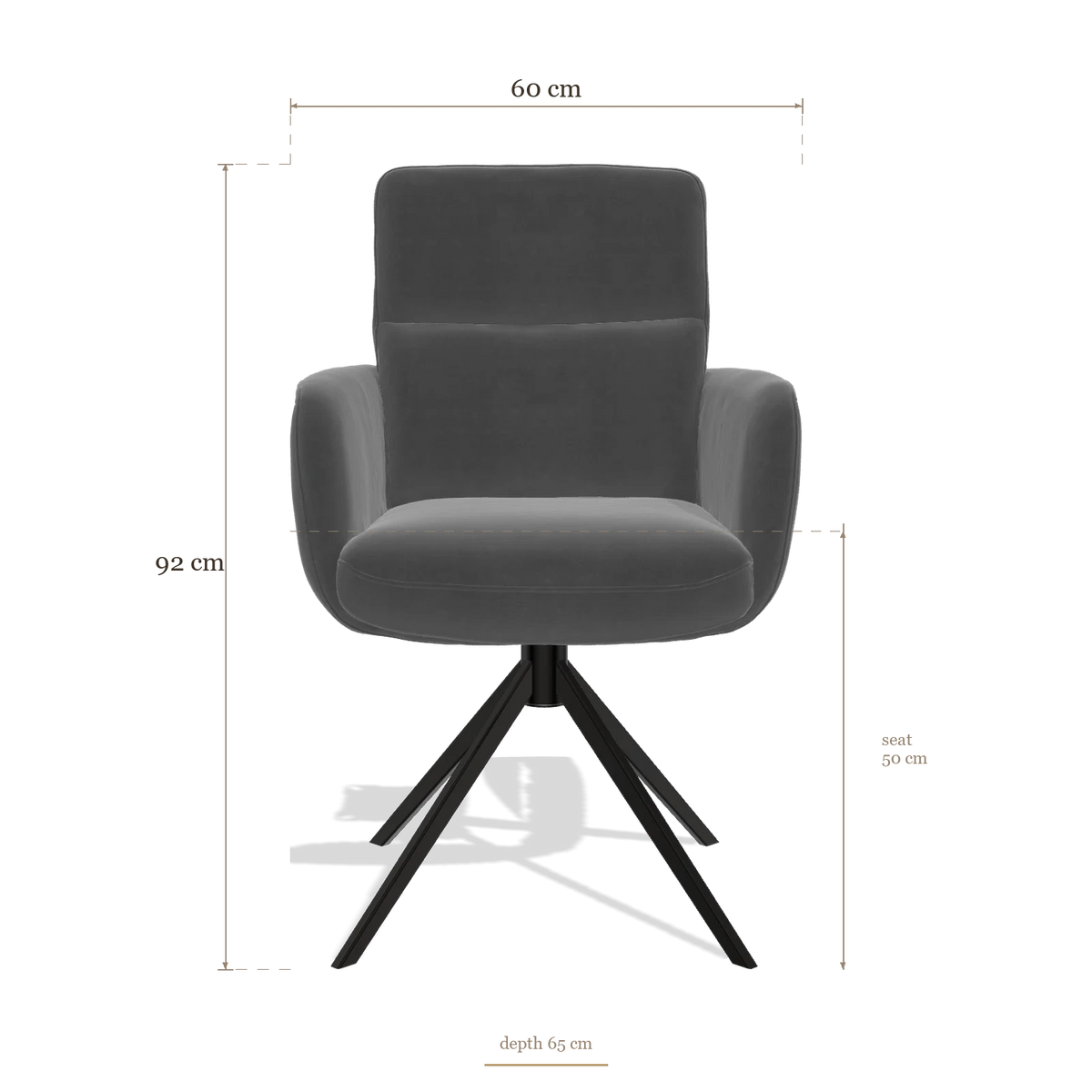 Esszimmerstuhl mit Armlehnen Toby 6718, Maße 60 x 65 x 92 cm