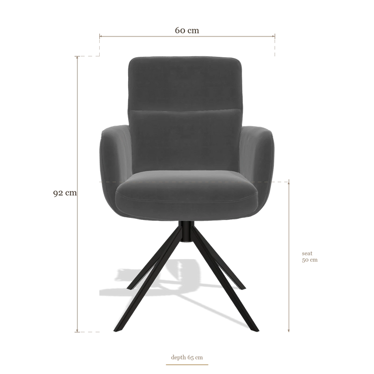 Esszimmerstuhl mit Armlehnen Toby 6718, Maße 60 x 65 x 92 cm