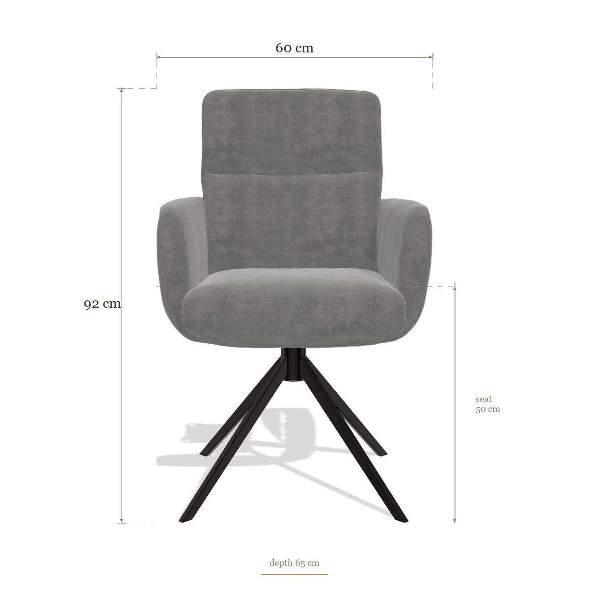 Esszimmerstuhl mit Armlehnen Toby 6718, Maße 60 x 65 x 92 cm