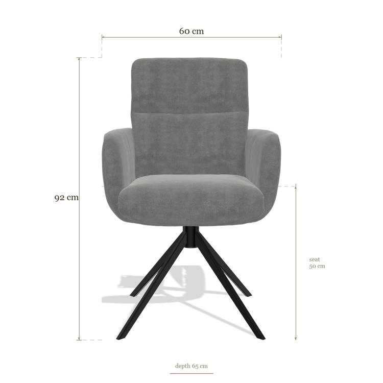 Esszimmerstuhl mit Armlehnen Toby 6718, Maße 60 x 65 x 92 cm