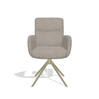 Dining Chair with Armrests Toby 6718 in Ascot Toffee fabric (grey), champagne swivel base, front view